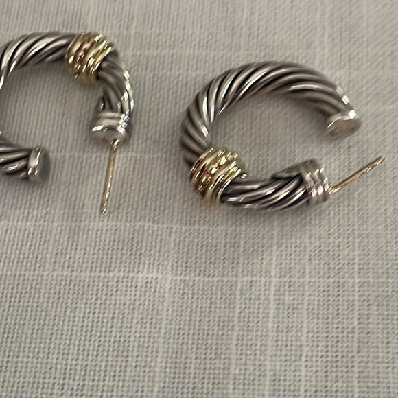 David Yurman 14K Sterling Cable Hoops - Picture 10 of 12